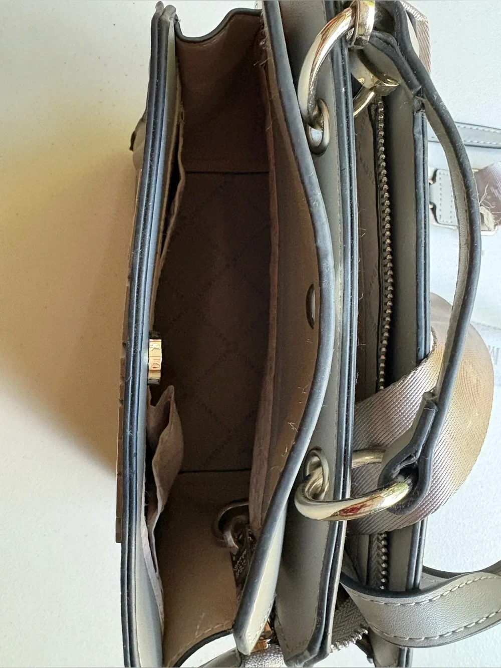 Steve Madden Light Gray Messenger Bag with Branded Strap